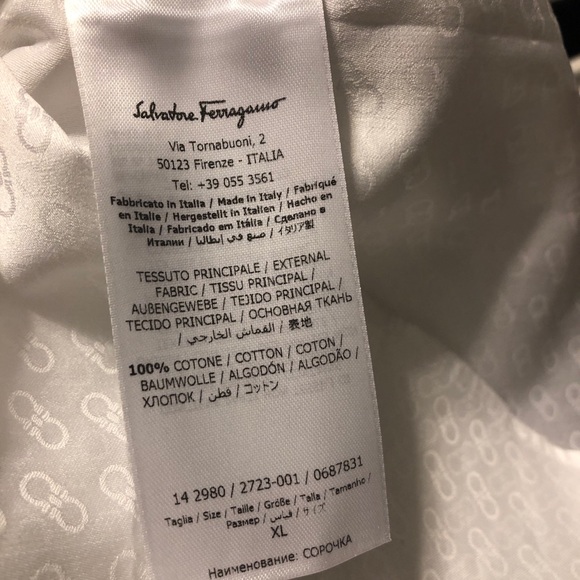 Ferragamo Tonal Gancini Print Button-Down NEW WITH TAGS - Picture 12 of 16